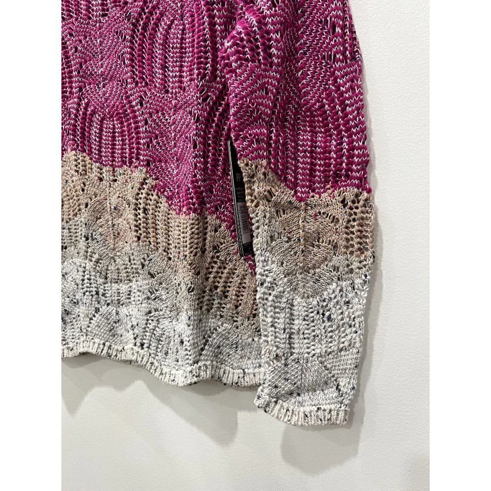 NEW Nic+Zoe Peak Mixed Stitch Knit Sweater, Size Petite P - Pink MSRP $150